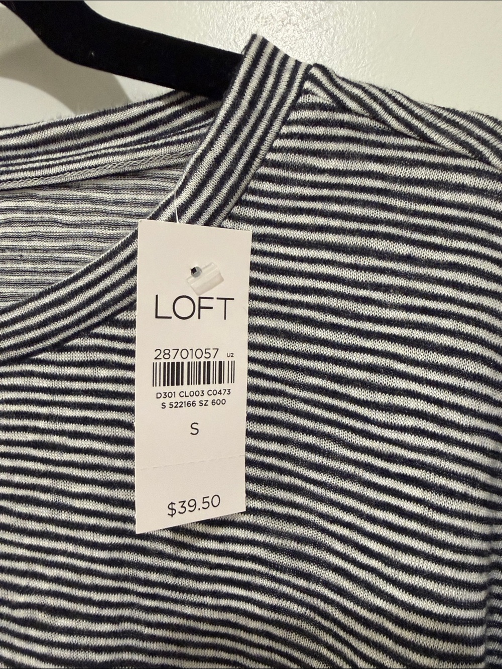 LOFT Black & White Striped Long Sleeve Top - Picture 3 of 3